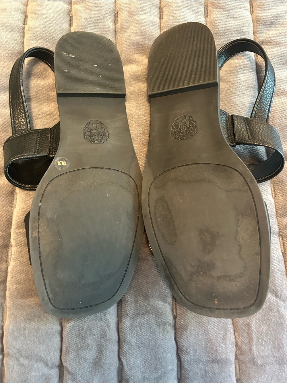 Vince Camuto Black Leather Buckle & Gold Accent Sandals - Picture 4 of 4